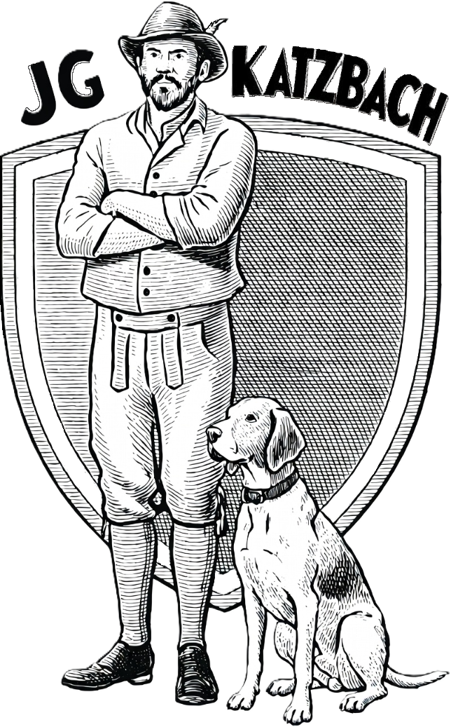 Illustration für die Jagdgenossenschaft JG Katzbach mit Jäger und Hund